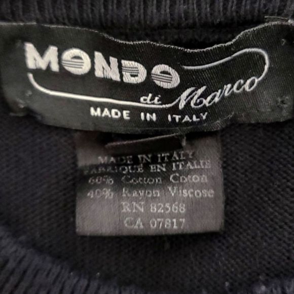 Vintage Mondo di Marco Black Crewneck Ribbed Sleeves & Hem Knit Shirt - Picture 2 of 4